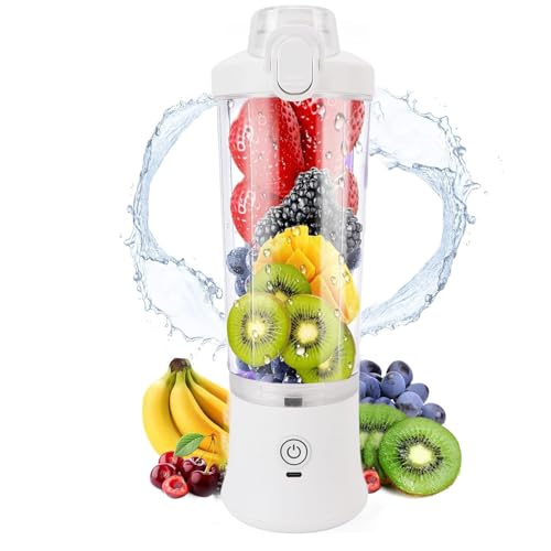 Portable Blender 600ml, USB Rechargeable Electric Juicer Machines, Self Cleaning Juicer Cup, Compact Juice Extractor for Orange, Lemon, Limes, 4000mAh