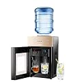 Top-Loading Countertop Water Dispenser for 1.2 to 5 Gallon Bottles, Hot & Cold Water Cooler Dispenser with Rotating Dual Spout, No-Press Dispensing, Visual Door Cover for Kitchen, Office, Bedside Use