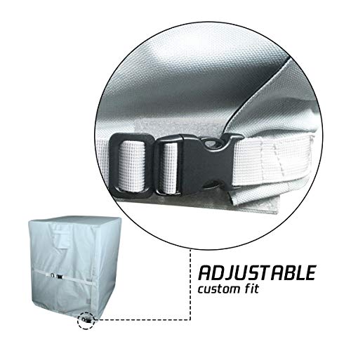 LBG Products Square Air Conditioner Coverfor Central AC Outdoor Condenser Units, Heavy Duty All Weather Protection, 24L x 24W x 30H inches Grey Color with Light Blue - Thumbnail 3
