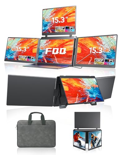 Image of 15.3 inch Laptop Screen Extender, FHD IPS Portable Quad Monitor for Laptop | Triple Screen Extender for 13-17.3 inch Laptops, Travel Monitor Compatible with Windows and MacOS(M1 /M2 /M3 /M4 /M5)-S980 Pro
