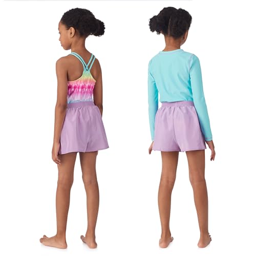 Image of Saint Eve Kids 3 Piece Rash Guard Swimsuit Set with UPF 50+ Protection Girls Swim Shirt One Piece Bathing Suit & Shorts