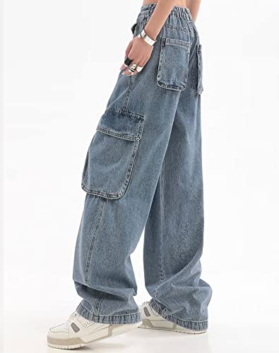 Women’s Cargo Jeans Straight Leg Denim Pants with Multi-Pocket Streetwear Denim4