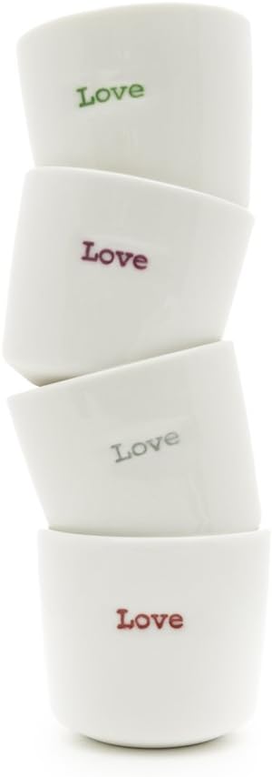 Word Range Love' Egg Cup Set of 4 - White
