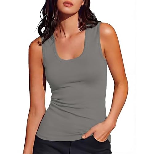 Totatuit Women Ribbed Tank Top Sleeveelss Scoop Neck Fitted Camisole Casual Summer Tops