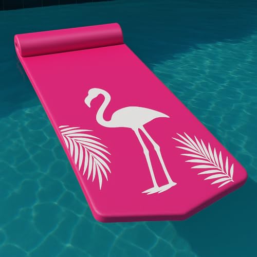 California Sun Luxury Vinyl-Dipped Pool Float with Built-in Pillow – Soft Closed-Cell Foam Lounger for Adults, Unsinkable Water Mat for Pool or Lake (Pink Flamingo)