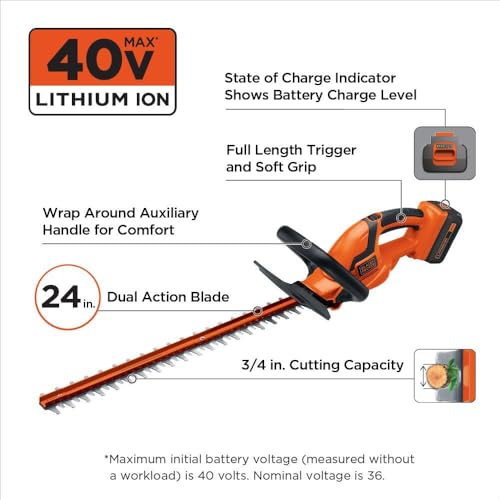 BLACK+DECKER LHT2436B 36-Volt Bare Lithium Ion Hedge Trimmer, 24-Inch,Without Battery - Image 3