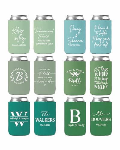 Image of 200PCS Customized Wedding Can Coolers Personalized Wedding Favors Monogram Can Holders (Custom, 200 can cooler)