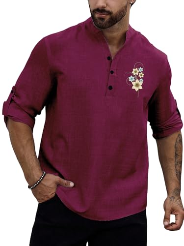 Image of TOPLOT Men's Kurta Shirt |Premium Linen Printed | Stylish Ethnic Wear | Comfortable Fit Design | Clean Look Structure | Versatile Styling | Ideal for Casual, Festive, Party (5265)