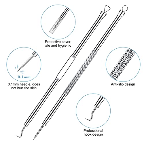 13 Stück Pickelentferner Werkzeuge Mitesserentferner Set,Komedonenquetscher Warzenentferner Akne Pickel Mitesser… - Image 8