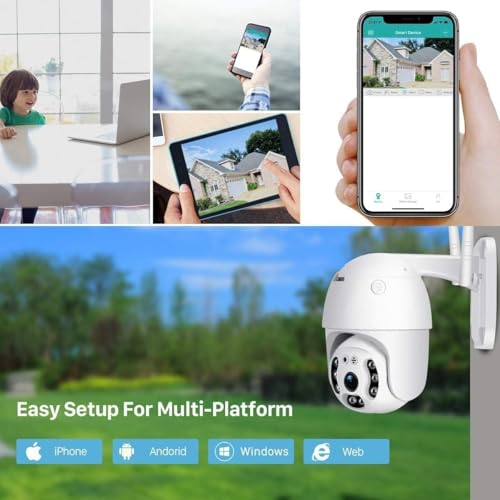 Image of Dr Vision 5MP WiFi Outdoor PTZ Security Camera | 360 View | Full HD | Color Night Vision | Motion Detection | Two Way Audio | Wireless CCTV Camera for Home with Mobile App V380 Pro (Dome Camera)