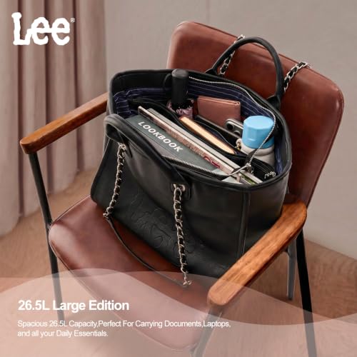 Bolso tote grande de hombro para mujer en cuero vegano miniatura 6