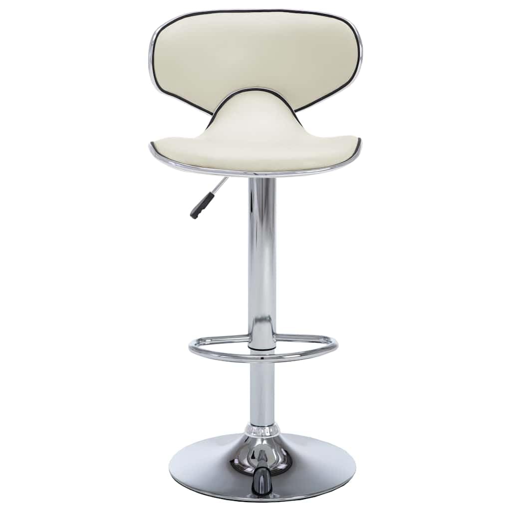Sillas de bar 2 piezas Cuero Piel Crema Ajustable Girar