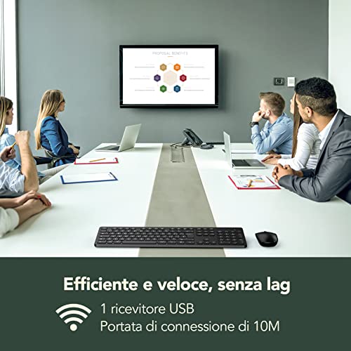 Tastiera e Mouse Wireless, 2,4GHz Ultra Sottili