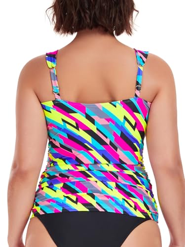 Ocean Blues Women's Tummy Control Tankini Top Only Wide Shoulder Straps Swim Top3