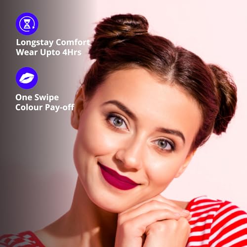 Image of Blue Heaven Get Matte Lipstick | Soft Matte Finish and Lightweight Formula | Intense Pigment | Long-Lasting Lipsticks For Women | 107R | 4gm (Pack of 2)