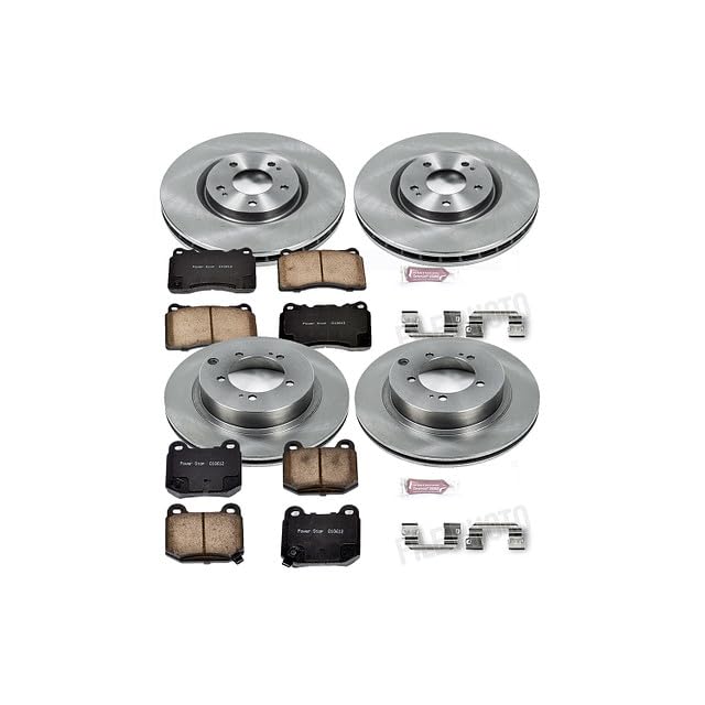 Image of PowerStop Z17 Replacement Brake Pad & Rotor Kit Front & Rear KOE108 | Mitsubishi Lancer 2003-06 Ceramic Brake Pads + Disc Rotors