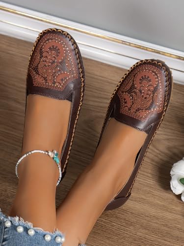 Image of Loafers for Women Leather Business Casual Shoes Comfortable Lightweight Penny Loafers Slip On Work Flats Moccasins Driving Boat Shoes