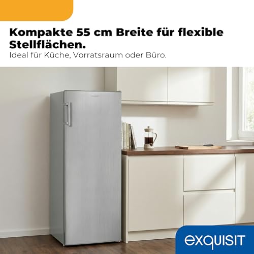 Exquisit Vollraum-Kühlschrank | Kühlraum mit Glasablagen, Gemüseschublade und Türfächern | manuelle Temperaturregelung, LED-Beleuchtung, flexible Innenaufteilung | Modell KS5320-V-H-040E