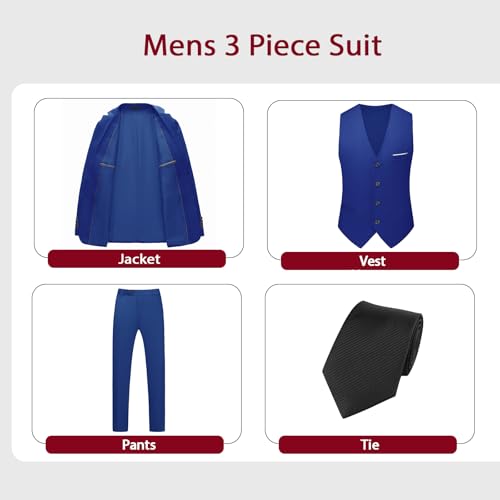 Mens 3 Piece Slim Fit Suit 2 Button Notched Lapel Blazer Formal Tuxedo Business Jacket Vest Pants Set for Wedding3