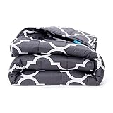 Luna Adult Weighted Blanket - 15 Lbs - 60x80 - Queen Size Bed - 100% Oeko-Tex Cooling Cotton & Premium Glass Beads - Usa Designed - Heavy Cool Weight For Hot & Cold Sleepers - Quatrefoil Silver - Grey