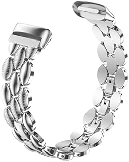 Wearlizer Compatible with Fitbit Charge 5 Strap, Adjustable Premium Metal Fashion Women Replacement Strap Bracelet for Charge 5 Smart Watch Band