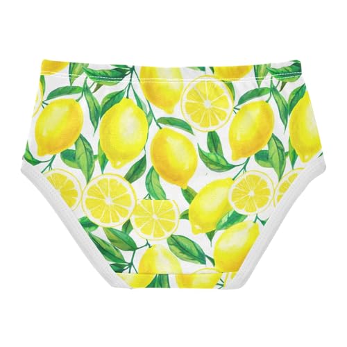 Joisal Cotton Girls Underwear Toddlers Watercolor Yellow Lemons Green Leaves Panties for Girl Cartoon Kids Undies Briefs 2t2