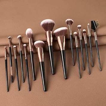 Professional Makeup Brush Set 15 Makeup Brushes Premium Synthetic Makeup Brushes Foundation Powder Blush Highlighter Concealer Makeup Brush Kit for Travel