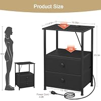 LOAKEKEL Nightstands Set of 2, LED Night Stand with Charging Station — image 3