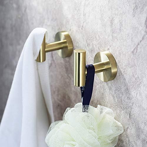 UMIRIO Gold Wall Hooks for Hanging Bathroom Towel Hook Heavy Duty Modern Metal Coat/Robe Hook for Shower Holder Key Hook Kitchen Garage Bedroom,Stainless Steel,Wall Mounted,2 P