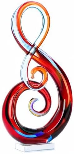 XMGZQ Multicolor Murano Glass Sculptures and Statues,Glass Music Note Statues, Hand-Blown Red Blue Glass Decor Art Modern Decorations for Coffee Tables,Offices,Room Decorations and Accessories Gift - Image 8