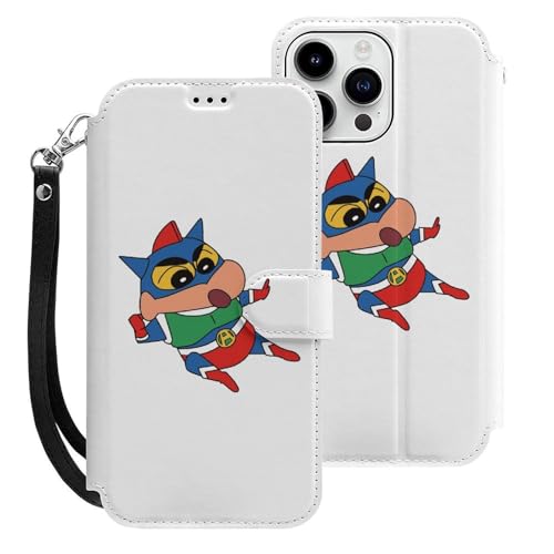 クレヨンしんちゃん iPhone15ProMax用ケース 手帳型 スマホケース アイホン15ProMax用 財布型カバー カードポケット スタンド機能 誕生日ギフト 人気 男女兼用