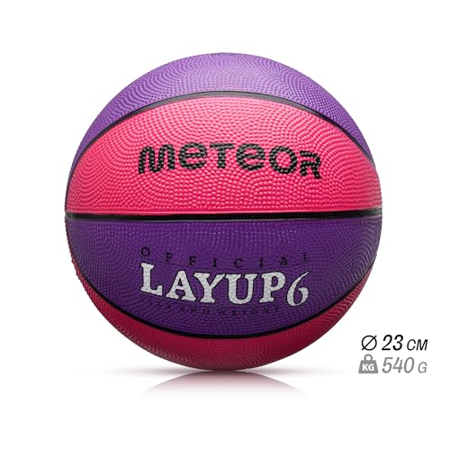 Meteor Layup Kinder Mini Basketball Größe #5 ideal auf die Jugend Kinderhände von 4-8 Jährigen abgestimmt idealer Basketball für Ausbildung weicher Basketball (Größe 6 (Damen), Rosa & Violett), Null