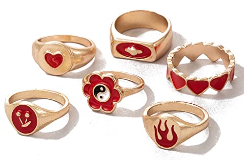 Jewellery Gold Plated Enamelled Combo of Rings for Girls and Women (Style 1), Silver (YBRG_20138)