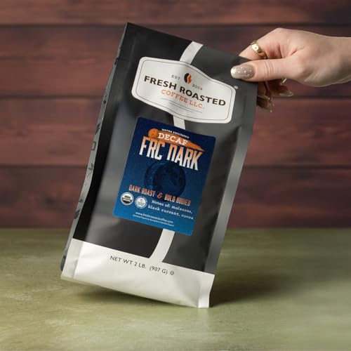 Image of Fresh Roasted Coffee, Organic FRC Dark Water-Processed Decaf Drip Ground Coffee, Dark Roast, USDA Organic, Kosher, 2 lb (32 oz)