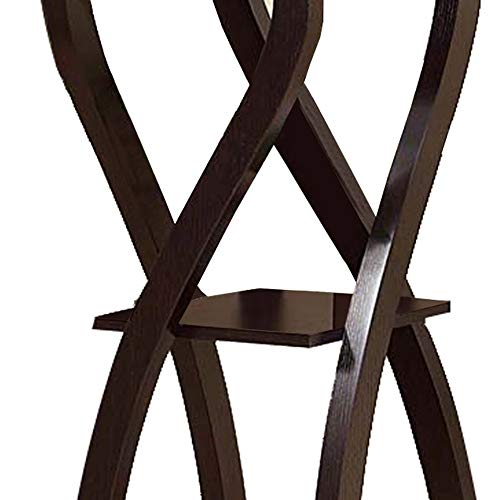 Benzara Square Top Wooden Plant Stand with Curved Legs and Shelves, Large, Dark Brown - Thumbnail 3