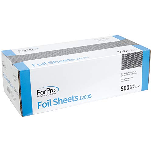 Forpro Embossed Foil Sheets 1200S, Aluminum Foil, Pop-Up Dispenser, For Hair Color Application And Highlighting Services, Food Safe, 12” W X 10.75” L, 500-Count #TOP1