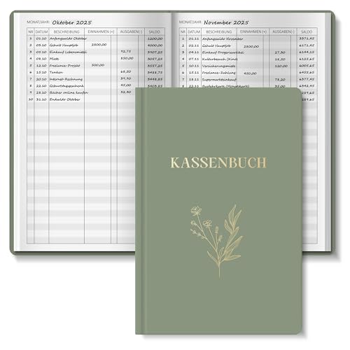 BIROYAL Kassenbuch A5-120 Seiten Haushaltsbuch, Budget Planner & Kassenbücher - Einnahmen Ausgaben Buch - Haushaltsbuch zum Eintragen - Kassenbuch Kleinunternehmer- Ausgaben Tracker Finanzplaner