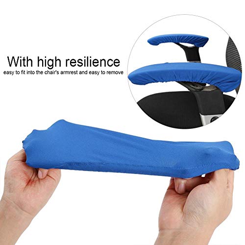 Yosoo 1 Pair Knitted Elastic Fabric Chair Armrest Covers Office Wheelchair Arm Rest Pad Elbows Forearms Pressure Relief Slipcover (Blue) #TOP5