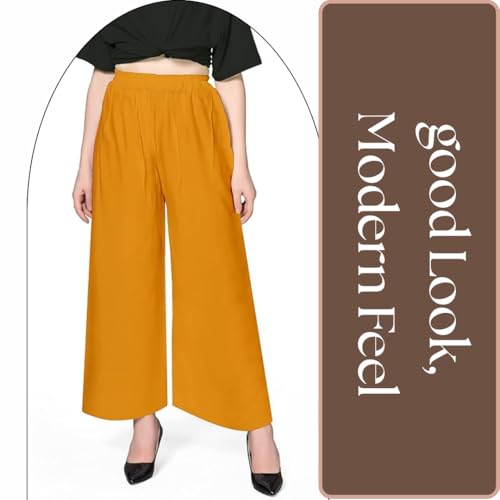 Image of Pranjal Women's Premium Regular Fit Rayon Palazzo - Free Size, Fits Up to 2XL, Stylish & Comfortable (Plazo P)
