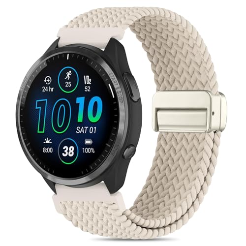 HQzon Nylon Watch Band Compatible with Garmin Forerunner 965/955/945/935/970/fenix5/fenix6 22mm Braided Magnetic Buckle Strap Suitable Compatible with Garmin Instinct/Instinct2/Instinct3 45mm