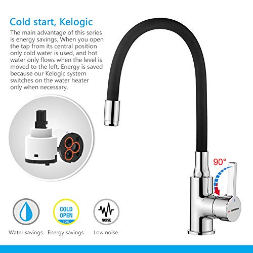 GRIFEMA-Irismart-Grifo-monomando-cocina-mezclador-de-fregadero-con-cano-flexible-Cromo-Exclusivo-en-Amazon