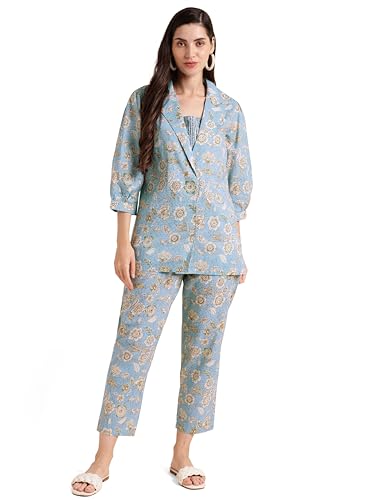 Image of MIRCHI FASHION Pure Cotton Kurta with Shrug Set | 3 Piece Cordset with Jacket & Pant | Ethnic Work Wear & Travel Wear Co-ord Set