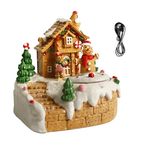 Ysislybin Weihnachtsdeko Haus, Weihnachtsdeko mit LED Farblichter...