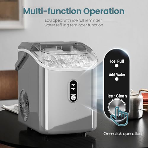 Image of Antarctic Star Countertop Ice Maker with Soft Chewable Pellet Ice, 34lbs /24Hrs, One-Click Operation, Self-Cleaning Portable Peddle Ice Machine with Ice Scoop for Kitchen,Office,Bar,RV (Grey)