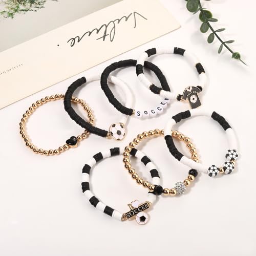 BVGA Game Day Bracelets for Women Stackable Baseball Basketball Football Soccer Beaded Bracelets Game Day Outfits Jewelry Accessories Sports Party Favors Gifts3