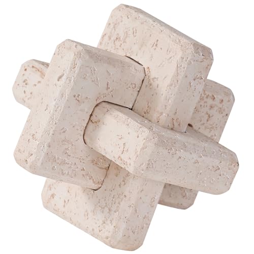 Dneuoir 3-Link Knot Resin Travertine Decor, Coffee Table Decor, Book Shelf Entry Table Decoration, Boho Decorative Objects, Aesthetic Accents for Modern Rustic Office Living Room Home Décor