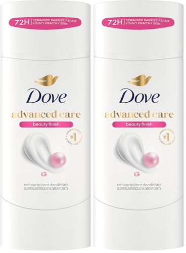 Image of Dove Advanced Care Antiperspirant Deodorant Stick Beauty Finish for Helping Repair Skin Barrier After Shaving, with 72-Hour Sweat & Odor Protection, 2.6 oz (Pack of 2)