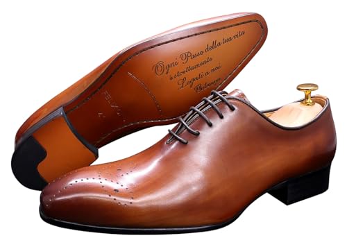 Image of Santimon Mens Oxfords Formal Dress Genuine Leather Handmade Derby Casual Brogues Oxfords Tuxedo Fashion Walking Shoes for Men