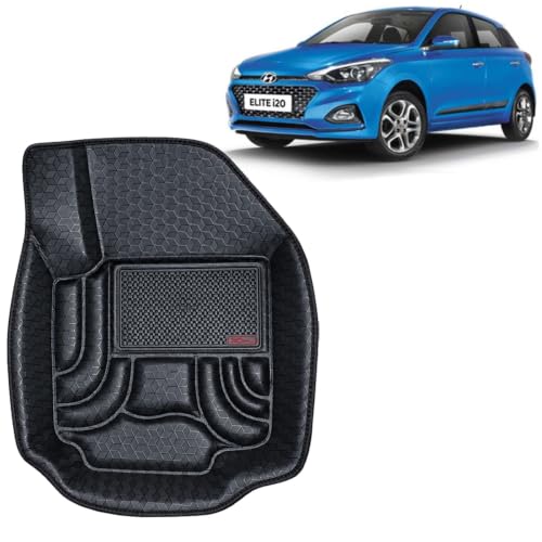 Image of OTO2EYE Car Floor Mat 4.5D Compatible for Hyundai Elite i20 (2018 to 2020) All Model, 100% Waterproof Tray Shape, Set of 3 Pieces, Top Notch PVC 4.5D Foot Mats, Washable, 1 Year Warranty