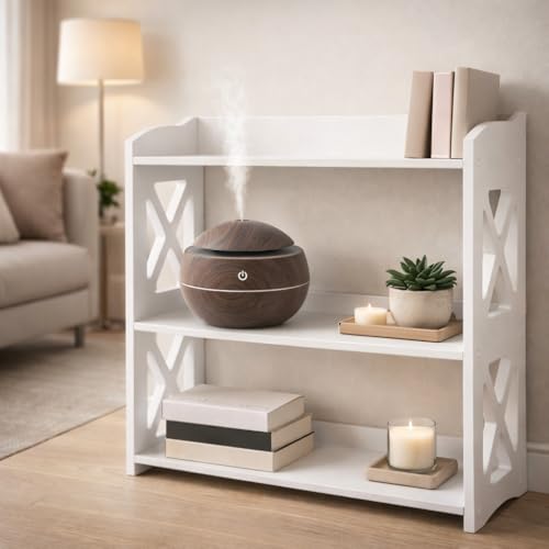 Image of White Bookshelf, Small Bookshelf for Small Spaces, White Bookcase for Bedroom, Small Book Shelf Bedroom, Living Room and Office (White, 3 Tier)